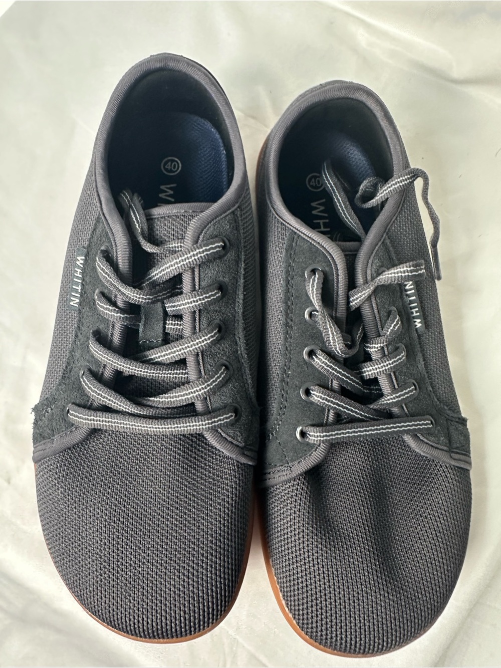 WHITIN Men’s Barefoot Shoes Gray Mesh Zero Drop Size 40 New Without Box